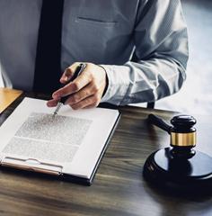 Consultation between a Businessman and Male lawyer or judge consult having team meeting with client.