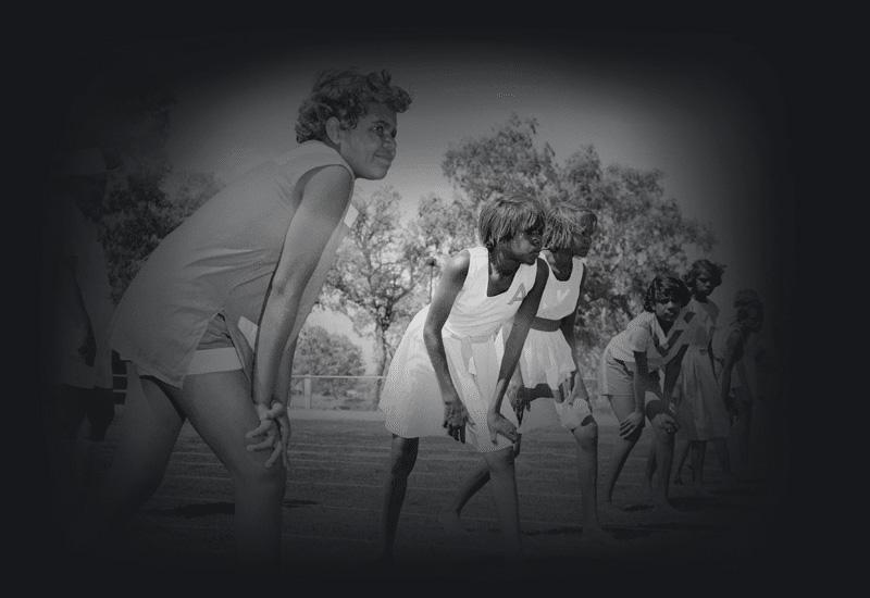 Start of a race at school's sports meeting in Alice Springs, Northern Territory, 1958.