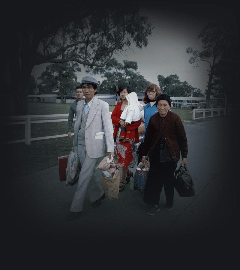 Indo-Chinese refugees arrive in Melbourne, 1979.