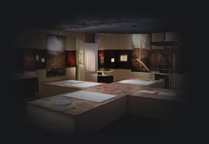 Gallery exhibits under image of the Milky Way
