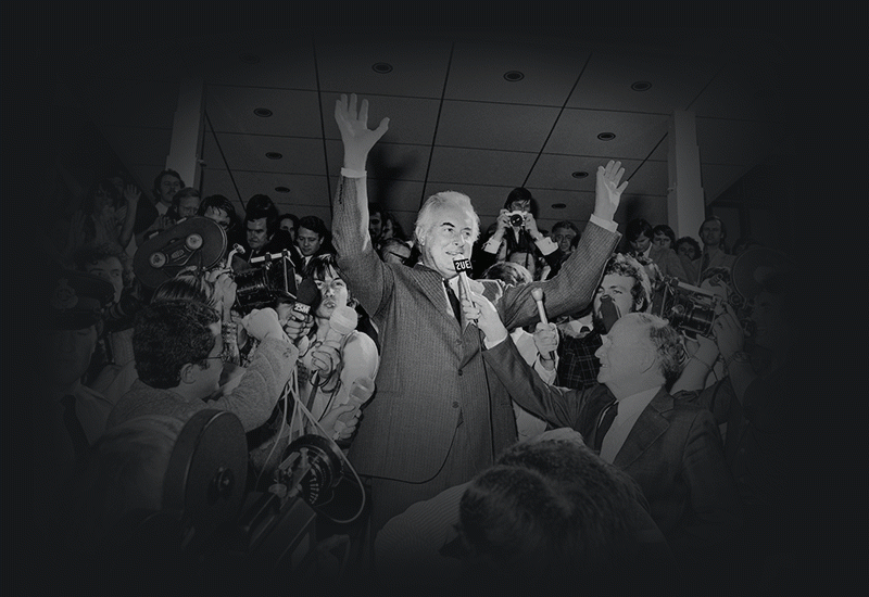 Demonstration against the Dissolution of Parliament by Sir John Kerr and support for Mr Gough Whitlam at Parliament House, 1975