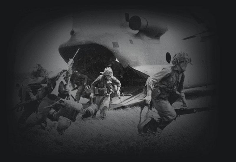 Soldiers of the 6th Battalion Royal Australian Regiment make an assault landing, 1967.