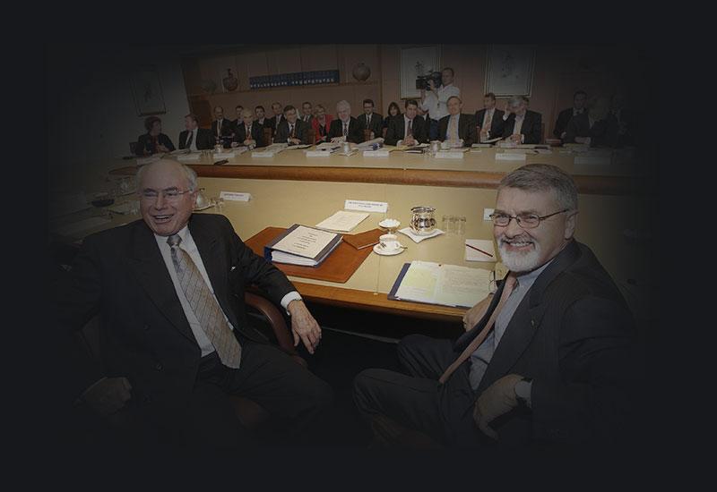 Prime Minister John Howard with Dr Peter Shergold.