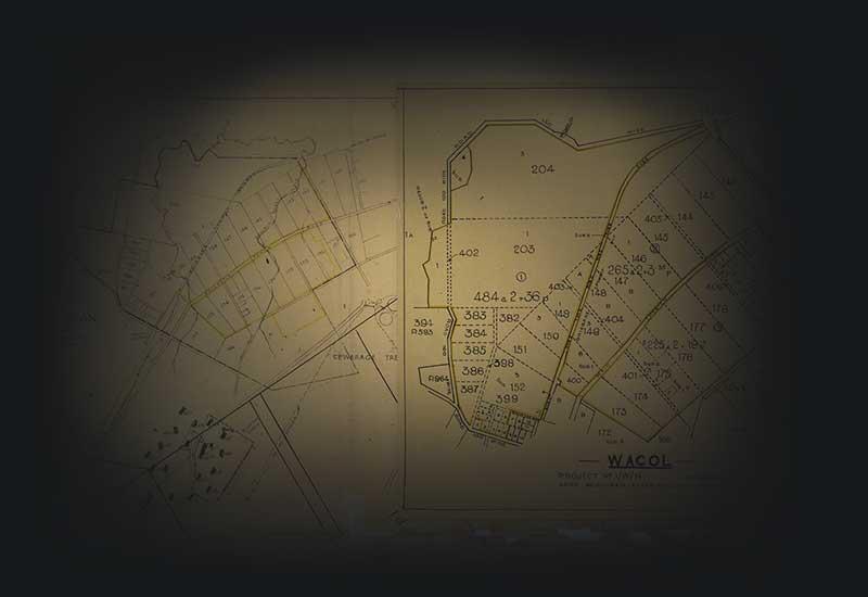 A 1945 plan of Camp Colombia, with a 1949 plan in the top right corner.