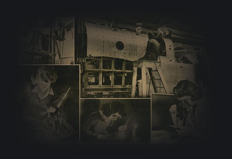 Women assembling aircraft components.