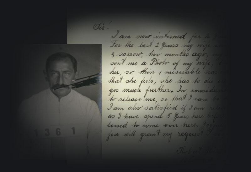 Robert Hirschbolz imternment photo and a letter