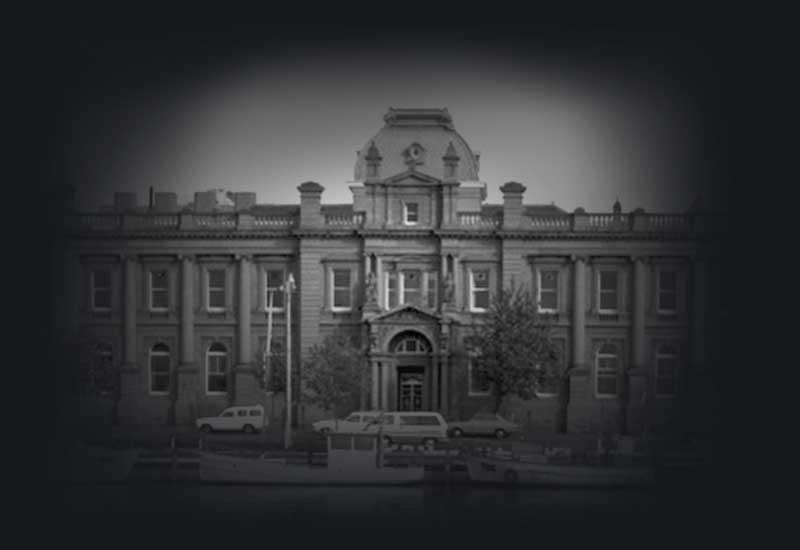 Cities and towns - Hobart - The Customs House in Hobart, photographed from Constitution Dock, Tasmania, 1987