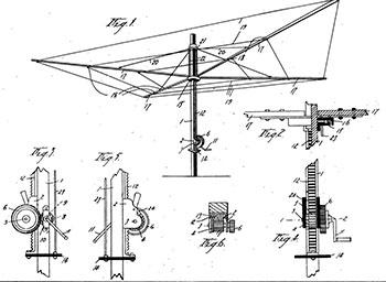 Component and mechanism drawings for a rotary clothesline