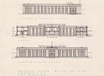 3 elevation drawings for a building