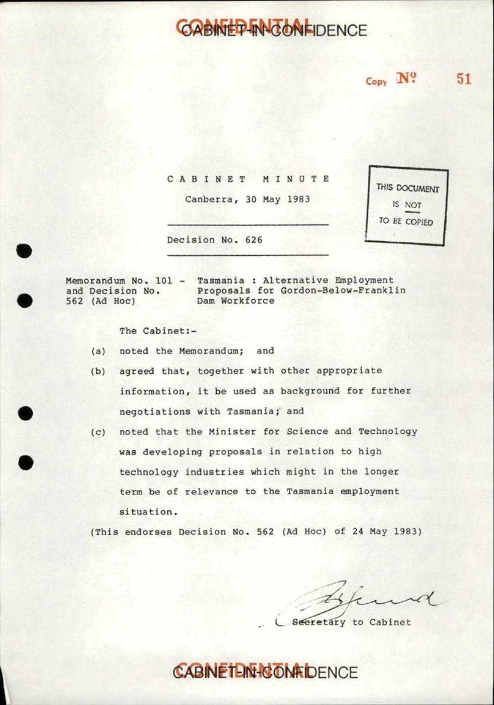 Cabinet Decision 626.