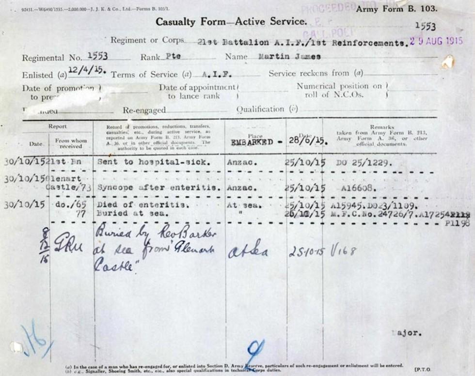 Casualty form