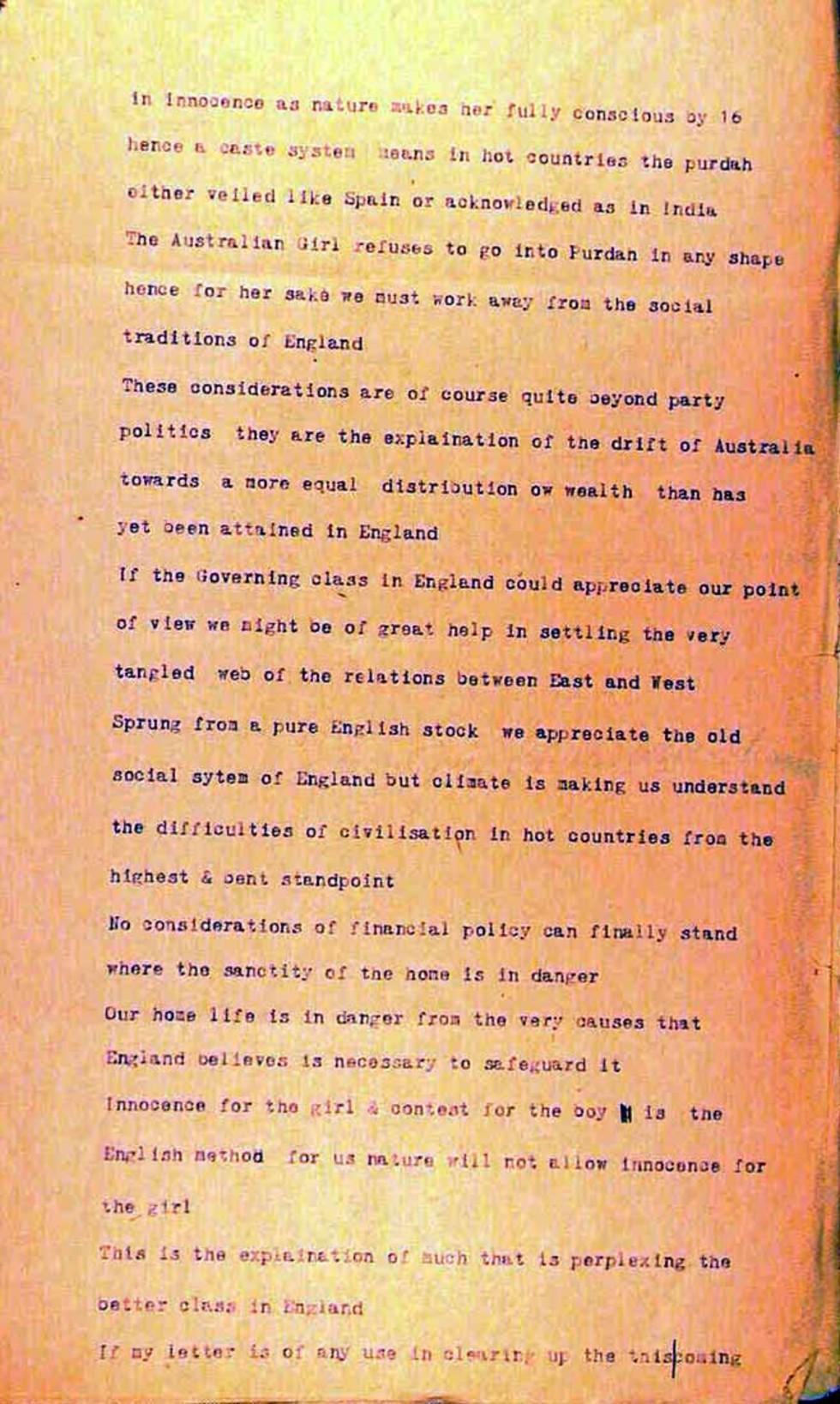 Letter to the Governor-General