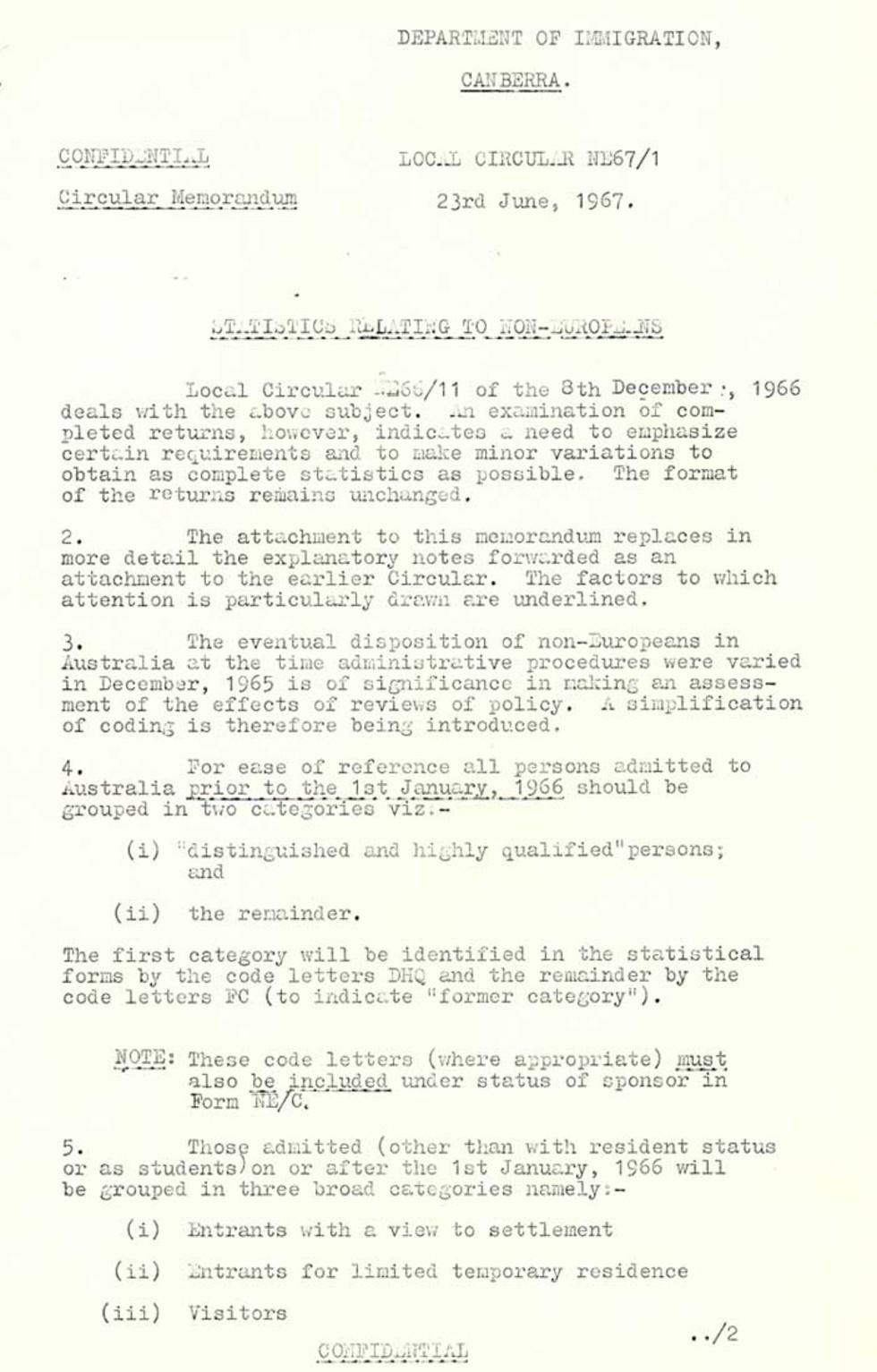 Confidential circular memo