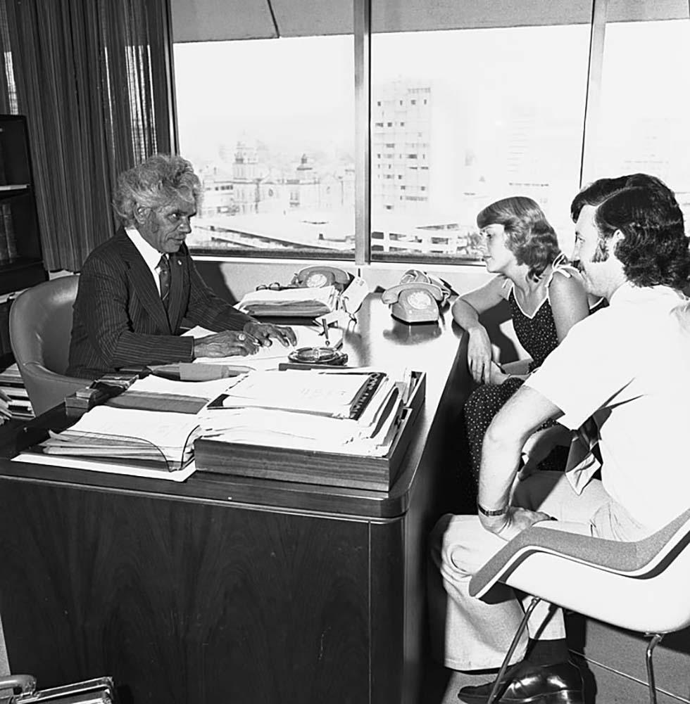 Indigenous Senator Neville Bonner with voters in his Brisbane office.