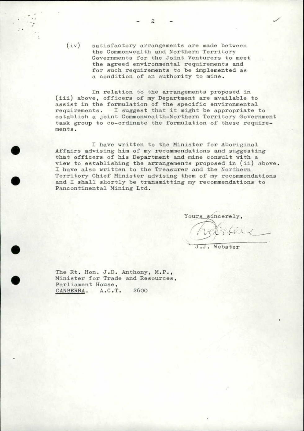 Document about the impact statement for the Jabiluka uranium mine project page 2.