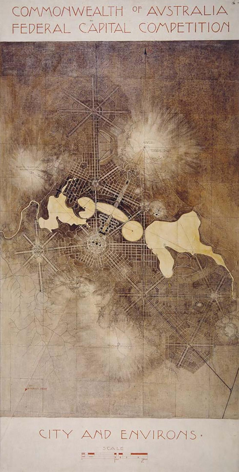 The winning entry in the 1911 Federal Capital City Design Competition.