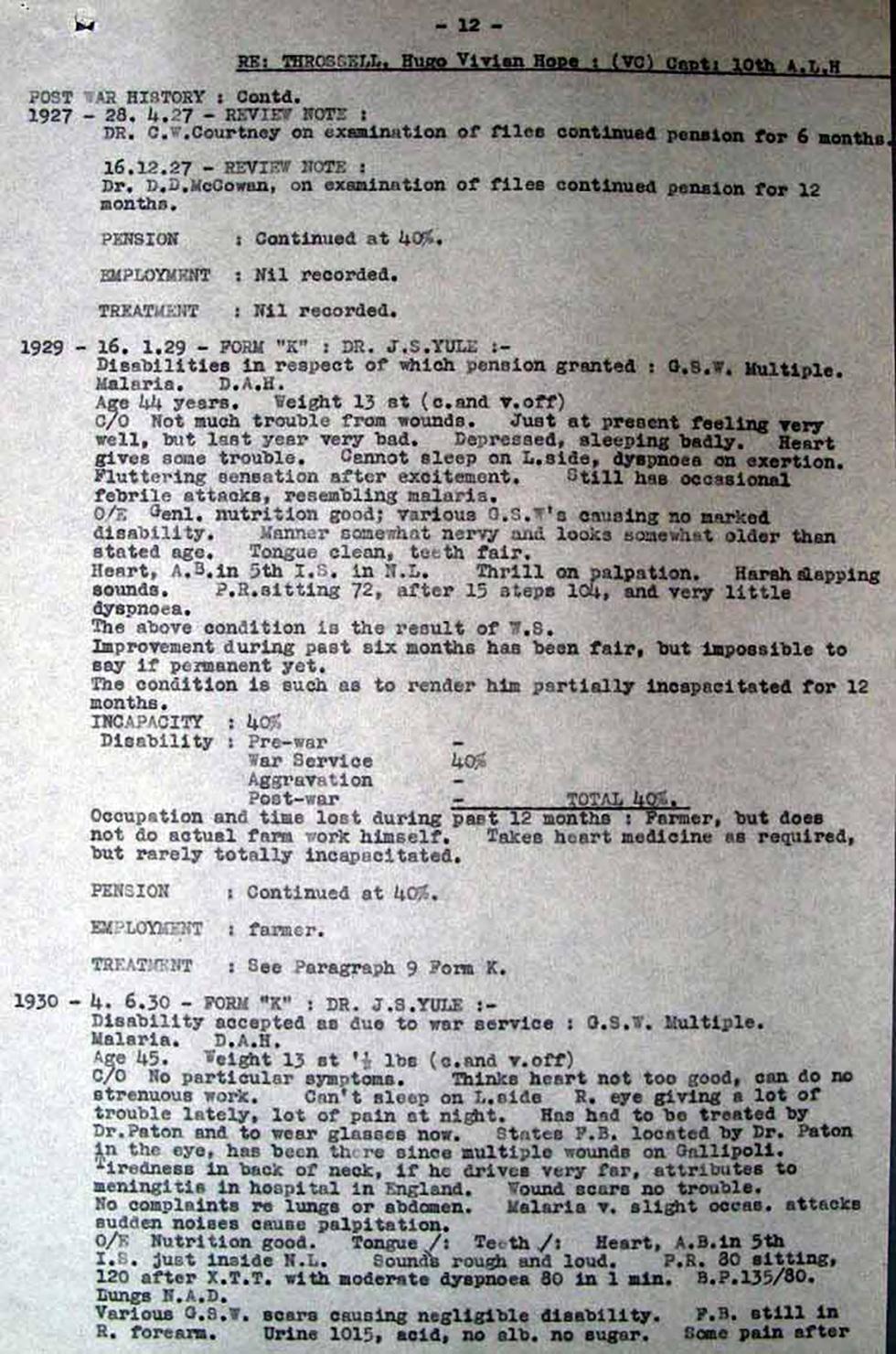 Extracts of medical history presented at an inquest.