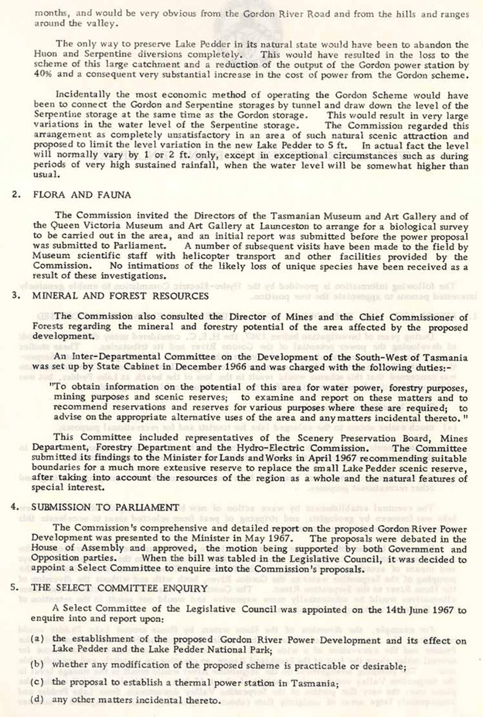 Information provided by the Hydro-Electric commission on why Lake Pedder is being enlarged.