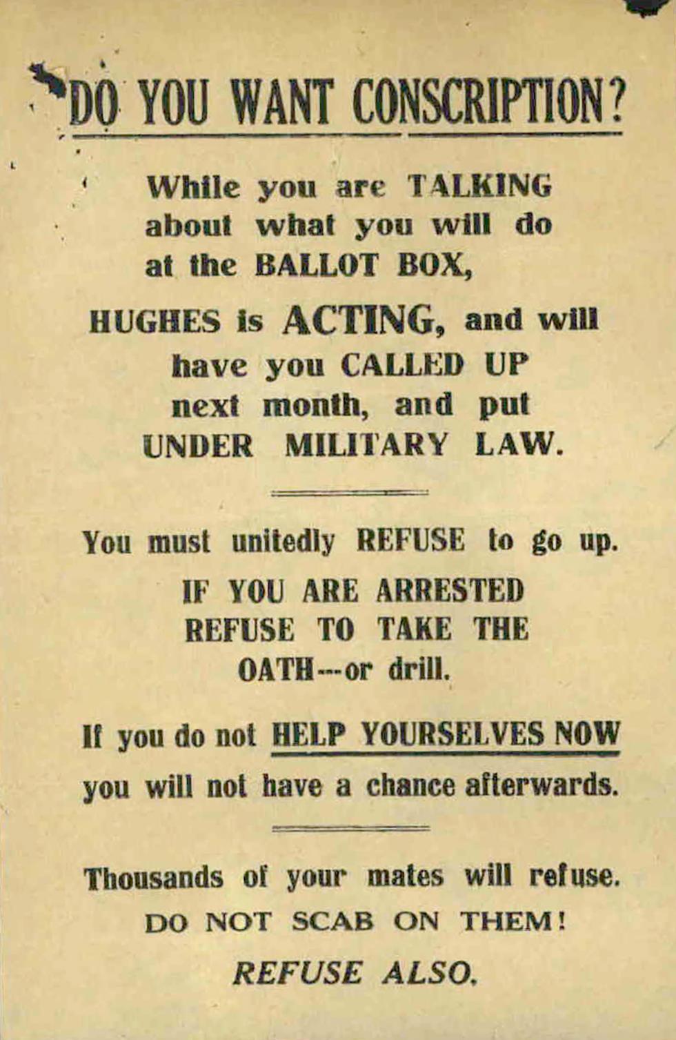 Anti-conscription leaflet.