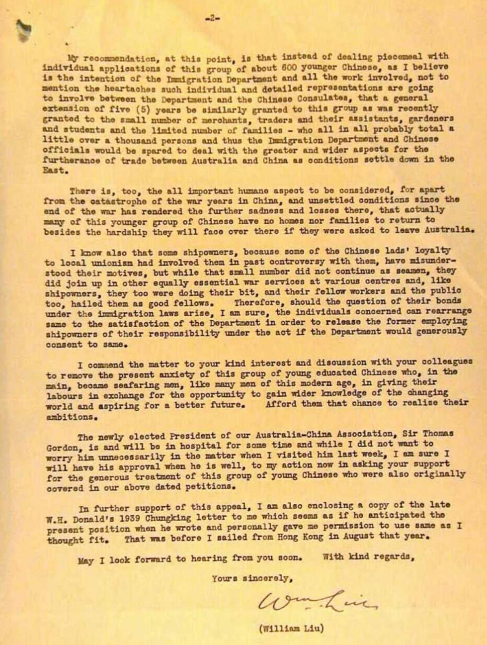 Letter to WJ Scully, Vice-President, Executive Council
