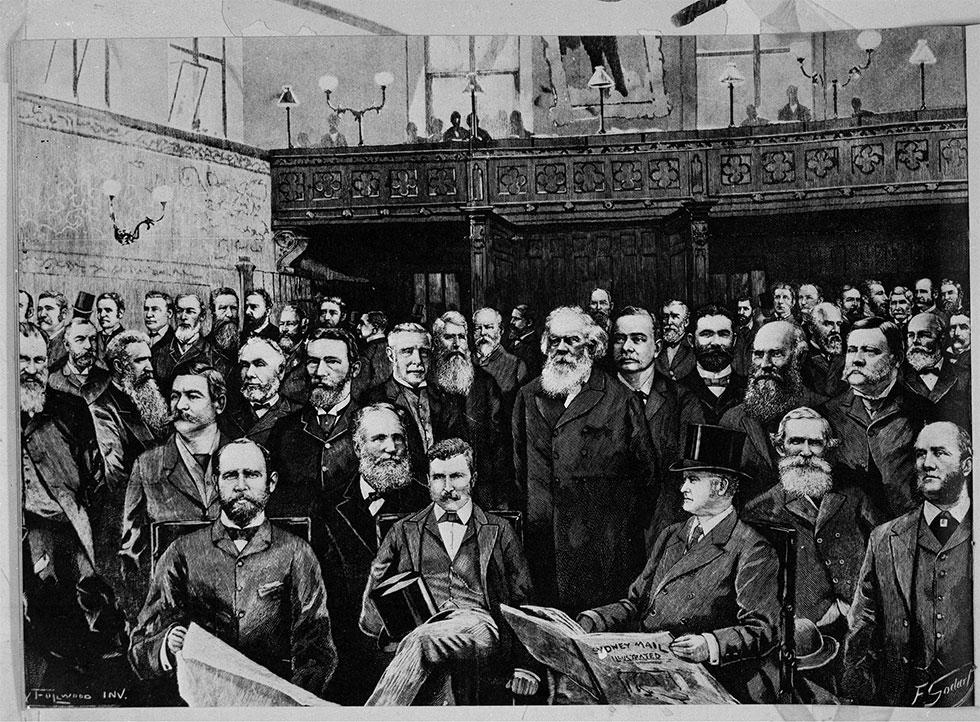 Federal parliament - 1891 engraving published in the Daily Mail, of the first Federal Convention.