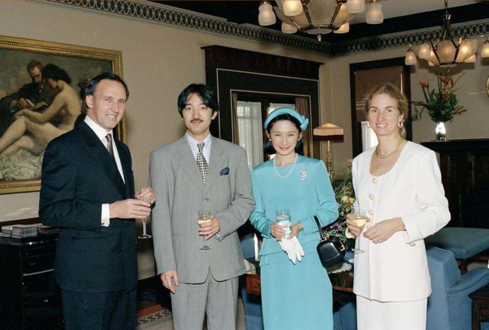 Annita and Paul Keating with Prince Akishino, younger son of Japan's Emperor Akihito, and Princess Akishino at The Lodge in 1995.