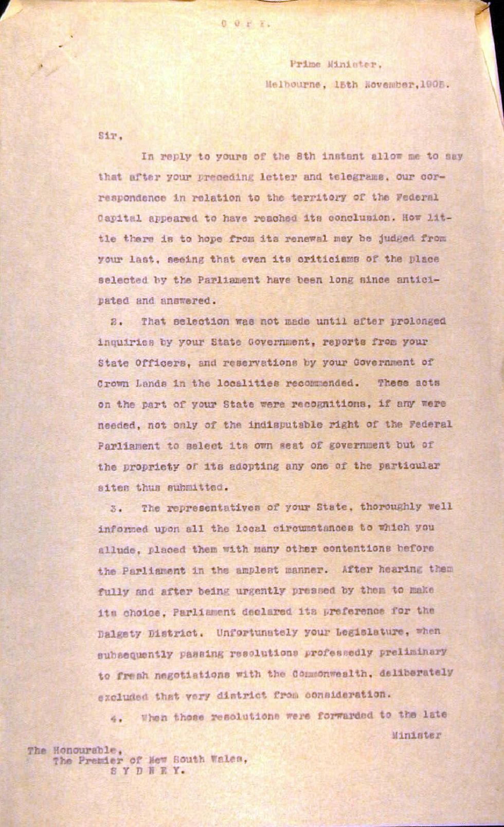 A Prime Minister to a Premier – the ‘go to hell’ letter