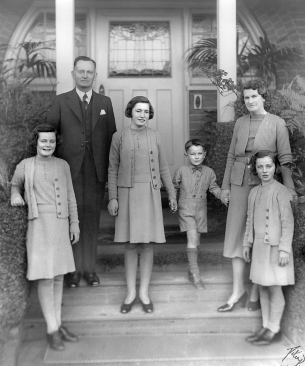 Francis and Vera Forde with their 3 daughters and son on the steps of their family home.