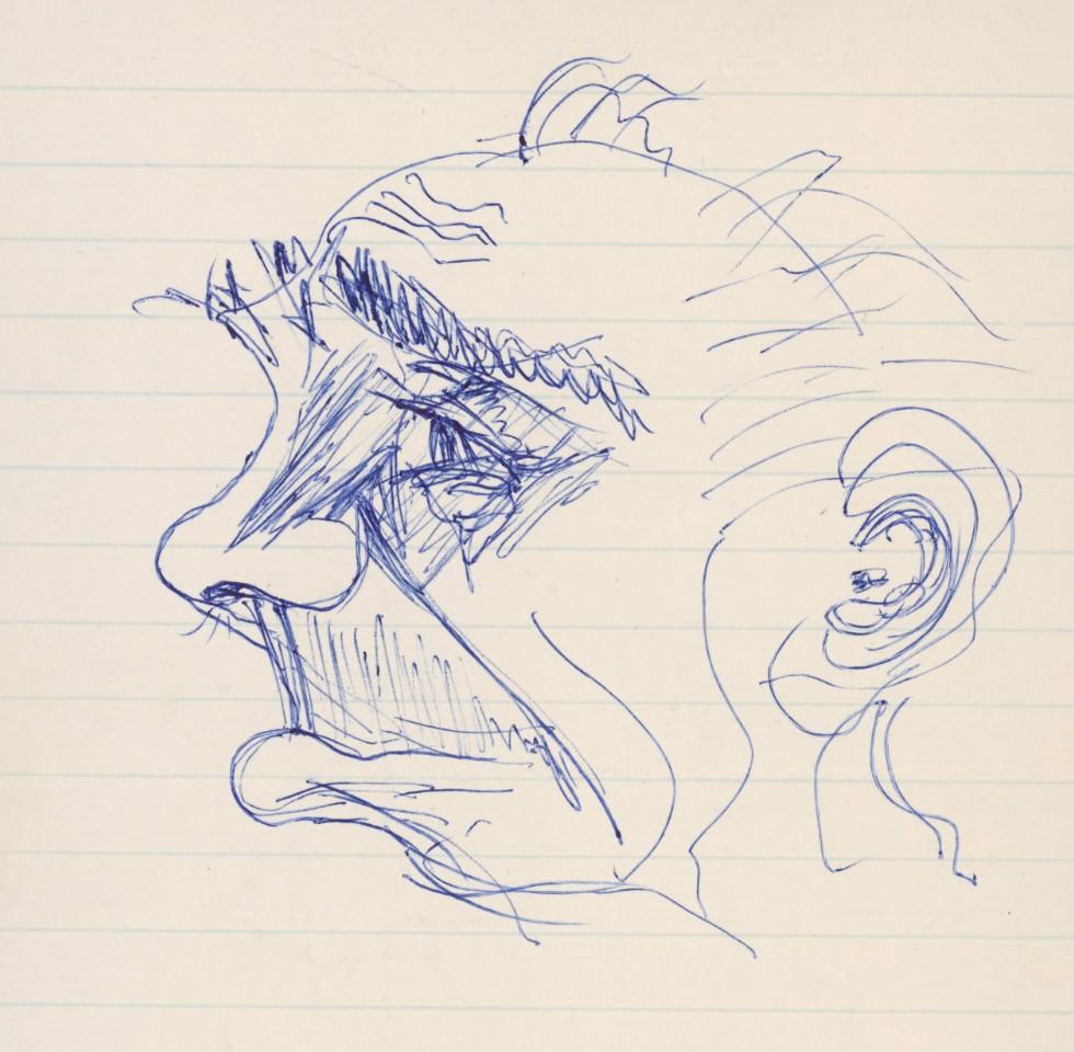 Caricature of William McMahon sketched by Paul Hasluck.