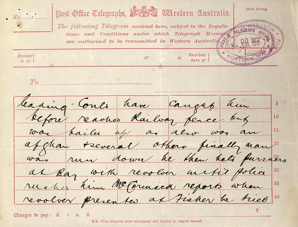 Telegraph from Menzies Post Office