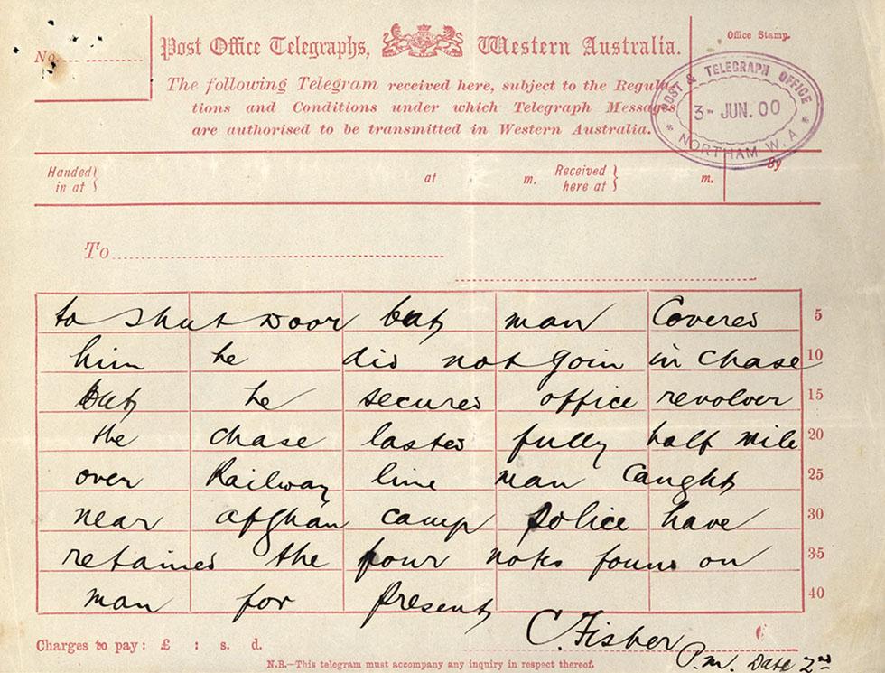 Telegraph from Menzies Post Office