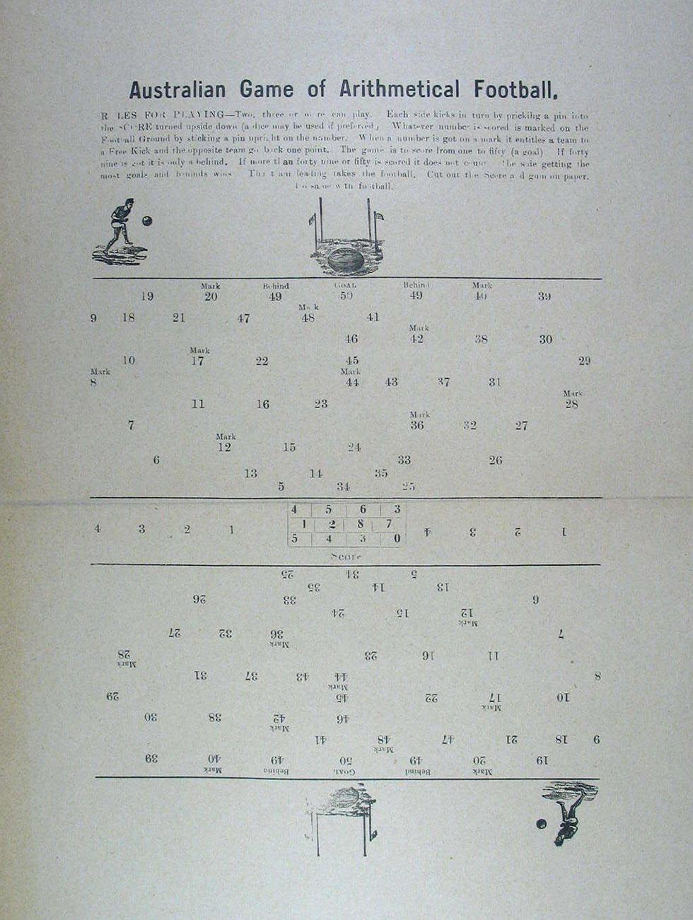 A page displaying 2 footballers, goalposts and numbers.