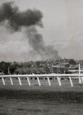 Smoke rising from an aircraft crash site in North Melbourne 1943