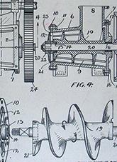 An engineering drawing detail of a machine for mincing prickly pear cactus into fodder.