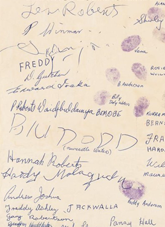 Detail of the Larrakia petition, showing signatures and thumbprints.