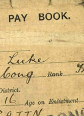Detail of Everett Luke Sumner's soldier's pay book.