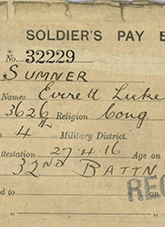 Soldiers Pay Book cover page showing name and service details.