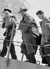 European migrants board a ship at Bremerhaven, Germany bound for Australia
