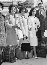 Maltese government officials with newly arrived Maltese migrants at Kingsford Smith Airport, Sydney.