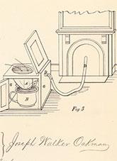 Drawings for toilet patent by Joseph Walter Oakman.