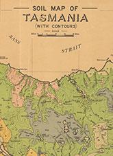 Soil map of Tasmania with contours.