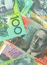 A selection of Australian paper money notes.