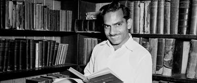 Yash Pal Bori of Punjab, India, seen here browsing through books in the Library of the Methodist King's College, 1955.