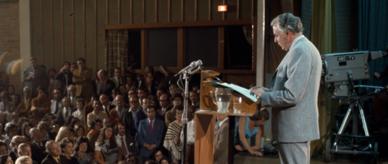 Gough Whitlam delivers his policy speech at Blacktown, NSW, 1972.