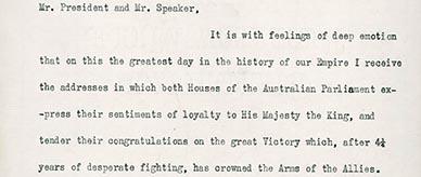 Governor-General thanks the Australian Parliament