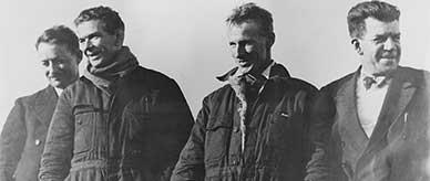 Sir Charles Kingsford Smith (pilot), John Warner (radio operator), Charles Ulm (copilot) and Captain Harry Lyon (navigator).