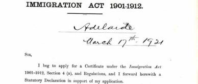 Application by Sym Choon for a certificate under the Immigration Restriction Act