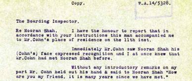 Letter regarding an application by Nooran Shah to re-enter Australia