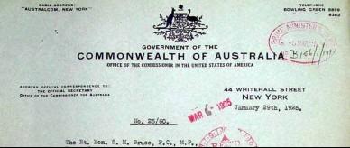Letter to Prime Minister Stanley Bruce
