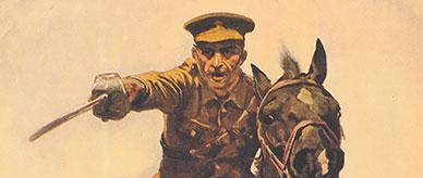 A British recruitment poster 'Forward to victory. Enlist now'.